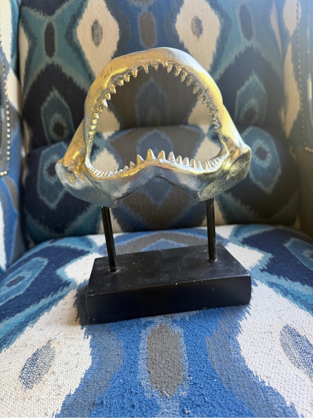 Gold Shark Jaw Decorative Sculpture - Home Art Accent
